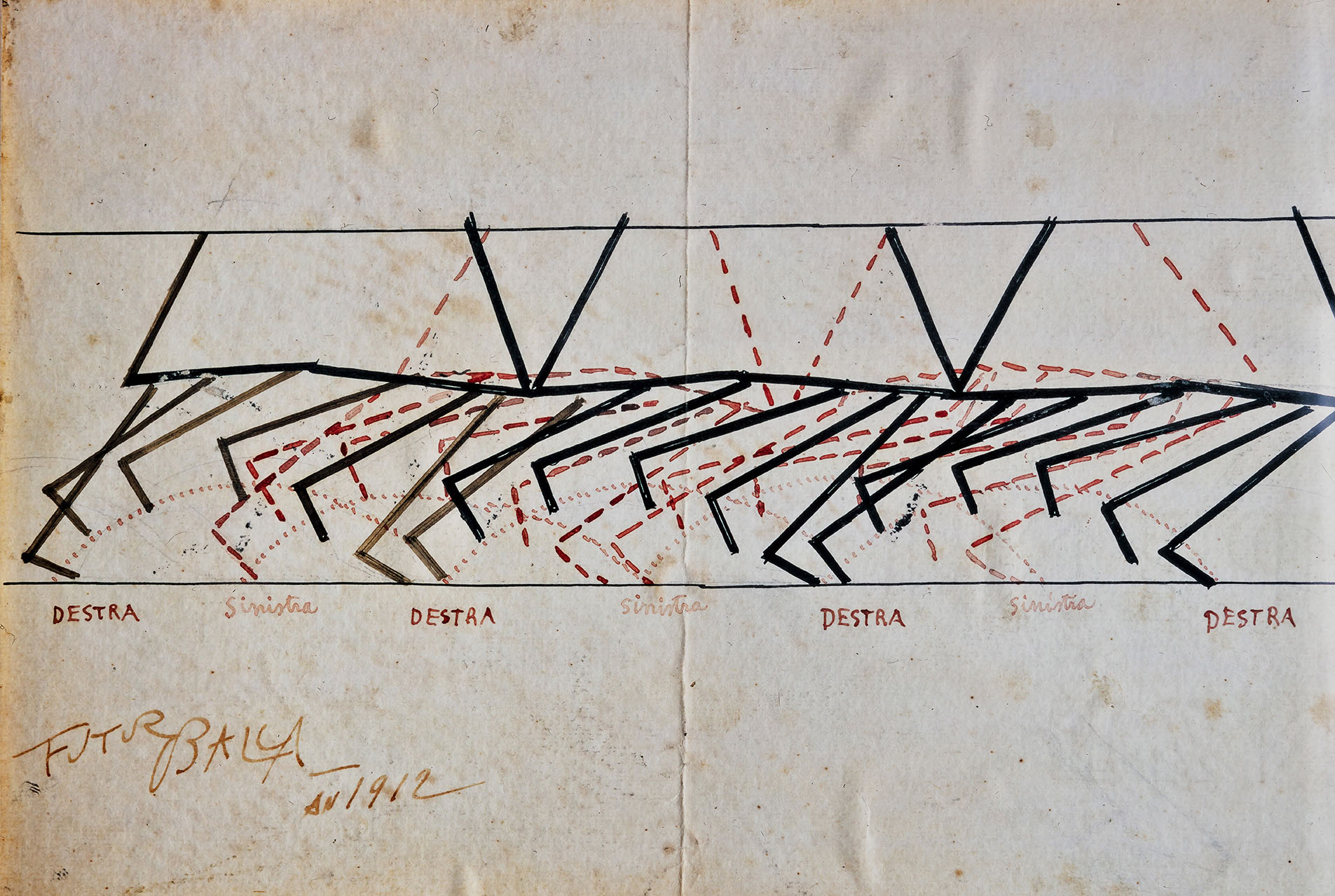 Balla, Etude pour le tableau "Fillette courant sur un balcon"